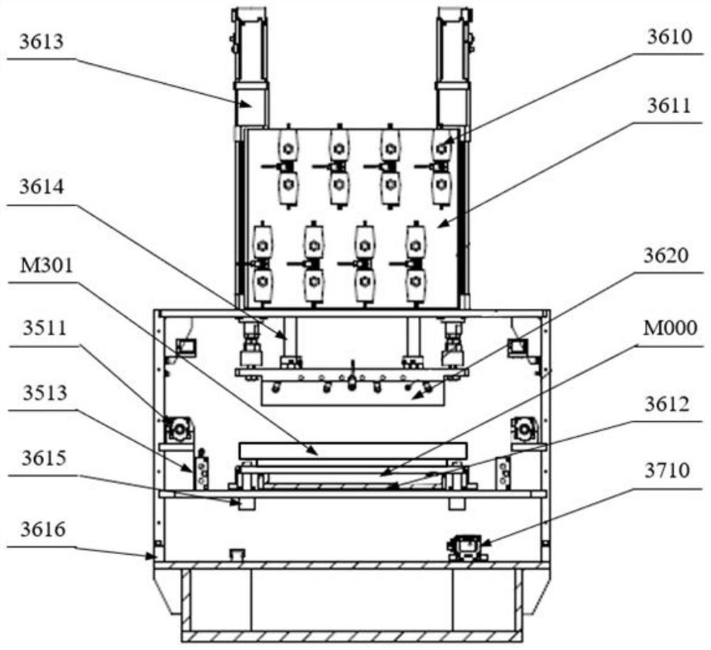 Powder patting and falling device of full-automatic pressure-free magnetic powder forming machine