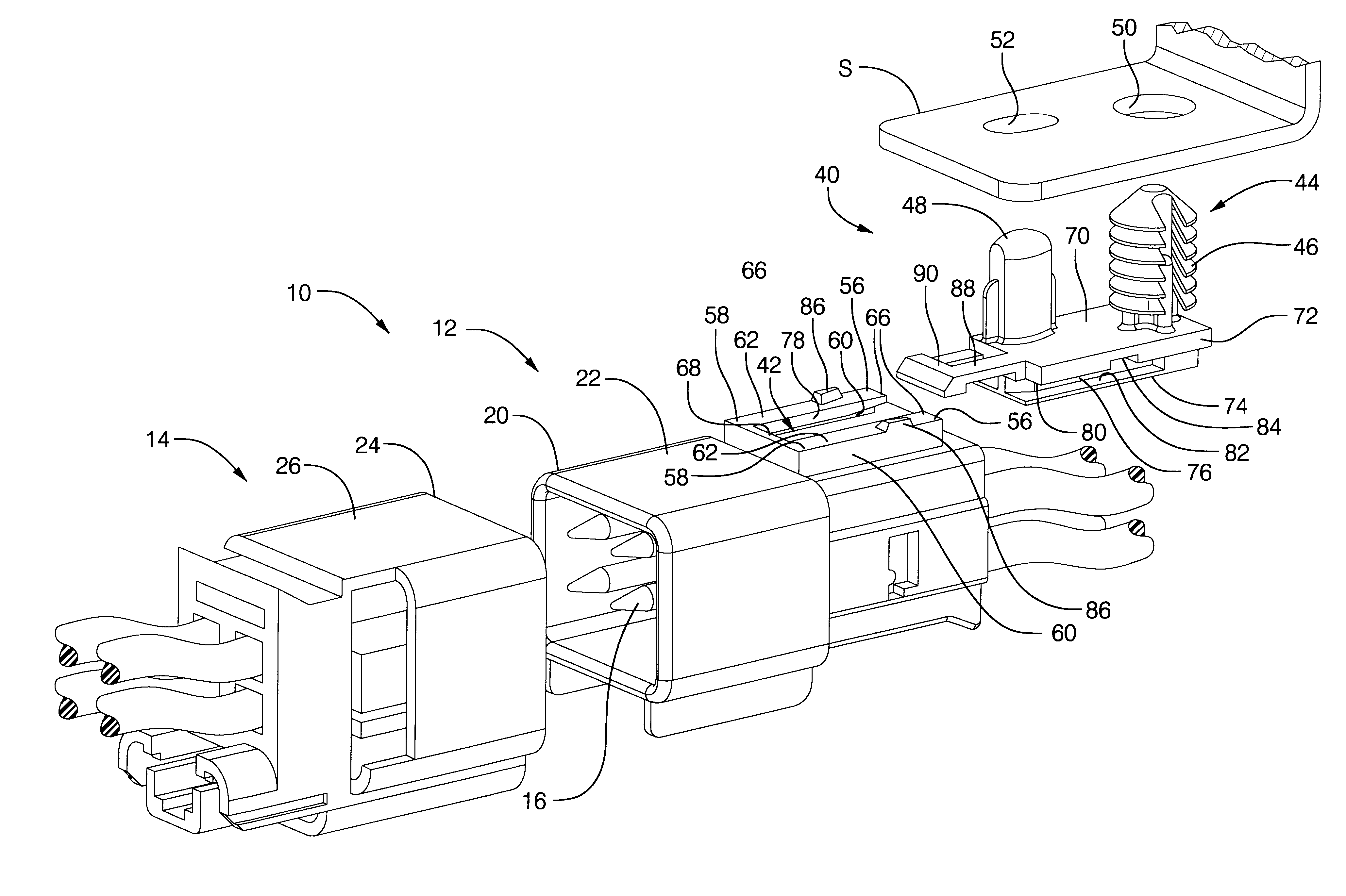 Electrical connector having slide clip attachment