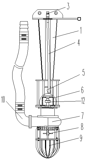 Pollutant discharging and dredging device for excavator