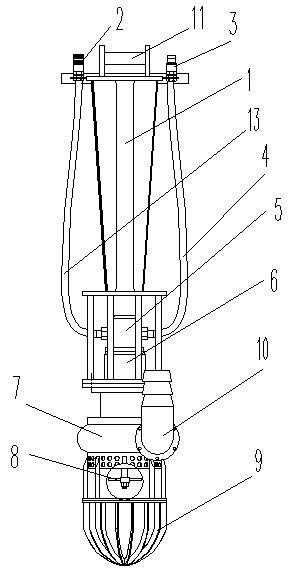 Pollutant discharging and dredging device for excavator