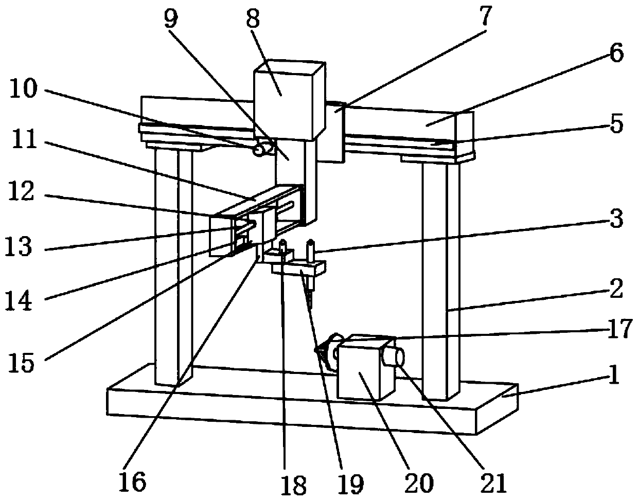 Welding device in pipe rack processing assembly