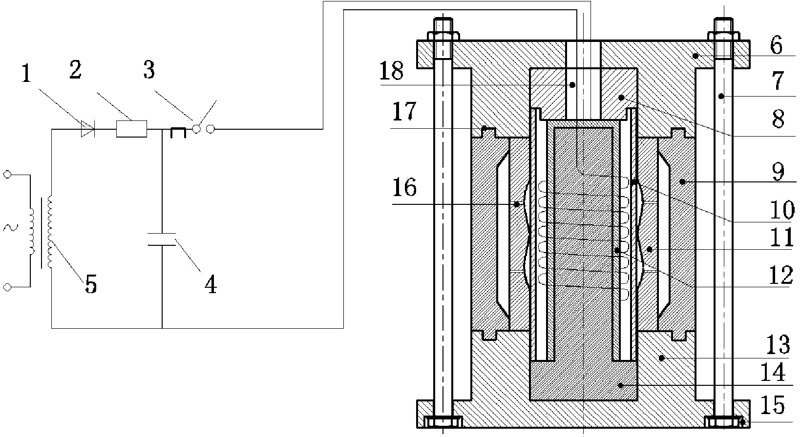 Corrugated pipe forming device and corrugated pipe machined through corrugated pipe forming device