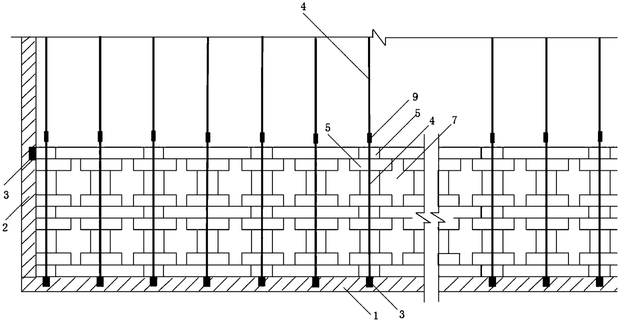 Large-area hollow-out antique lattice brick curtain wall structure and construction method thereof