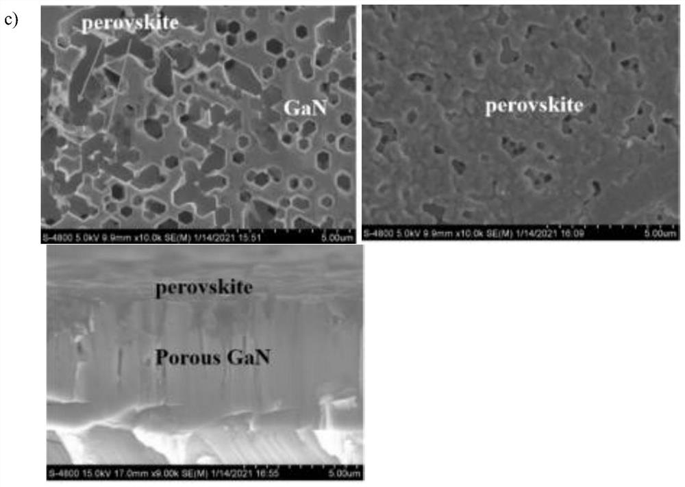 Preparation method of perovskite solar cell with GaN semiconductor material as dual-function layer