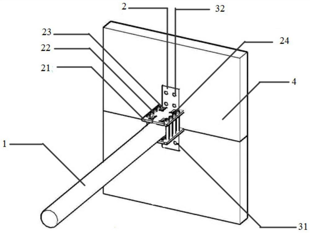 Ancient building wood structure house beam-masonry wall connecting part reinforcing structure and reinforcing method