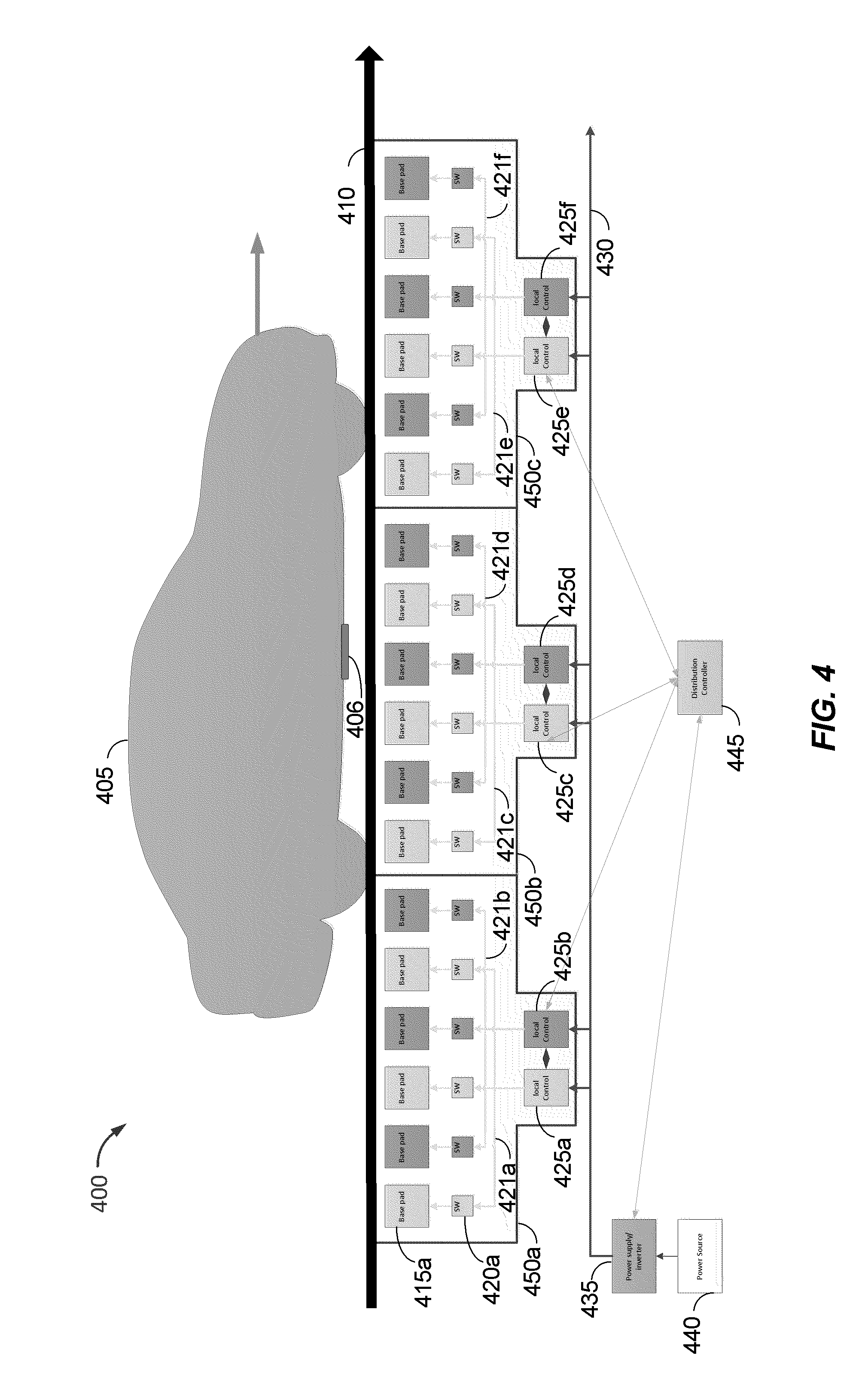 Base distribution network for dynamic wireless charging