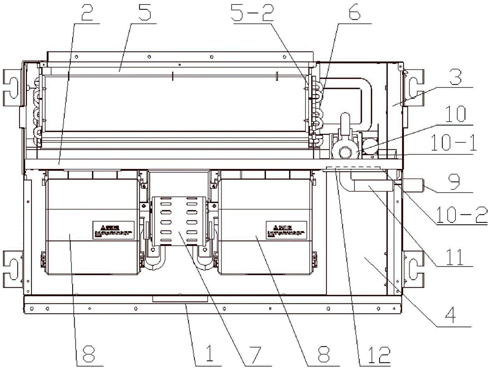 Air duct machine with detachable draining pump located at middle partition board and air conditioner