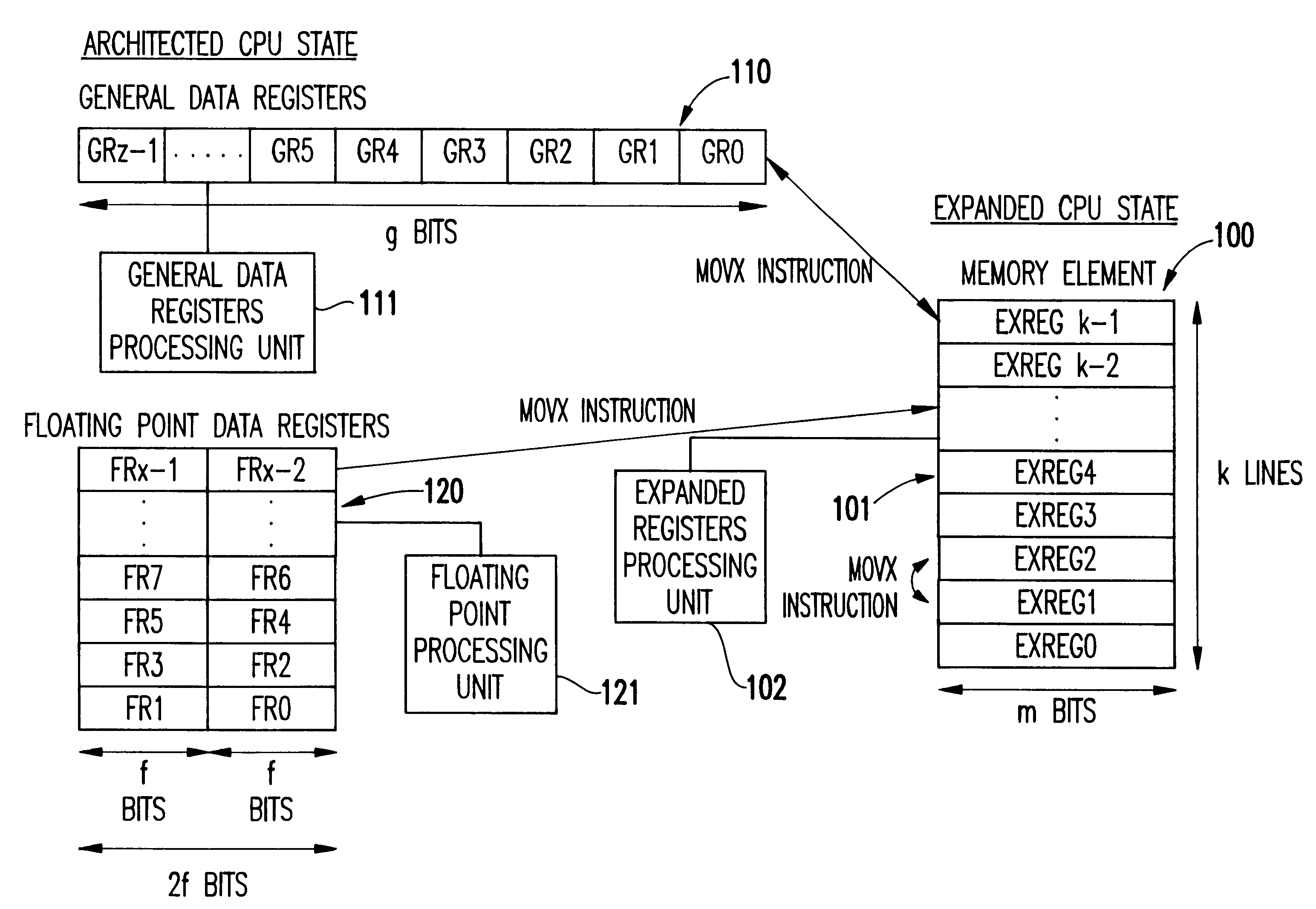 Virtual cache registers with selectable width for accommodating different precision data formats