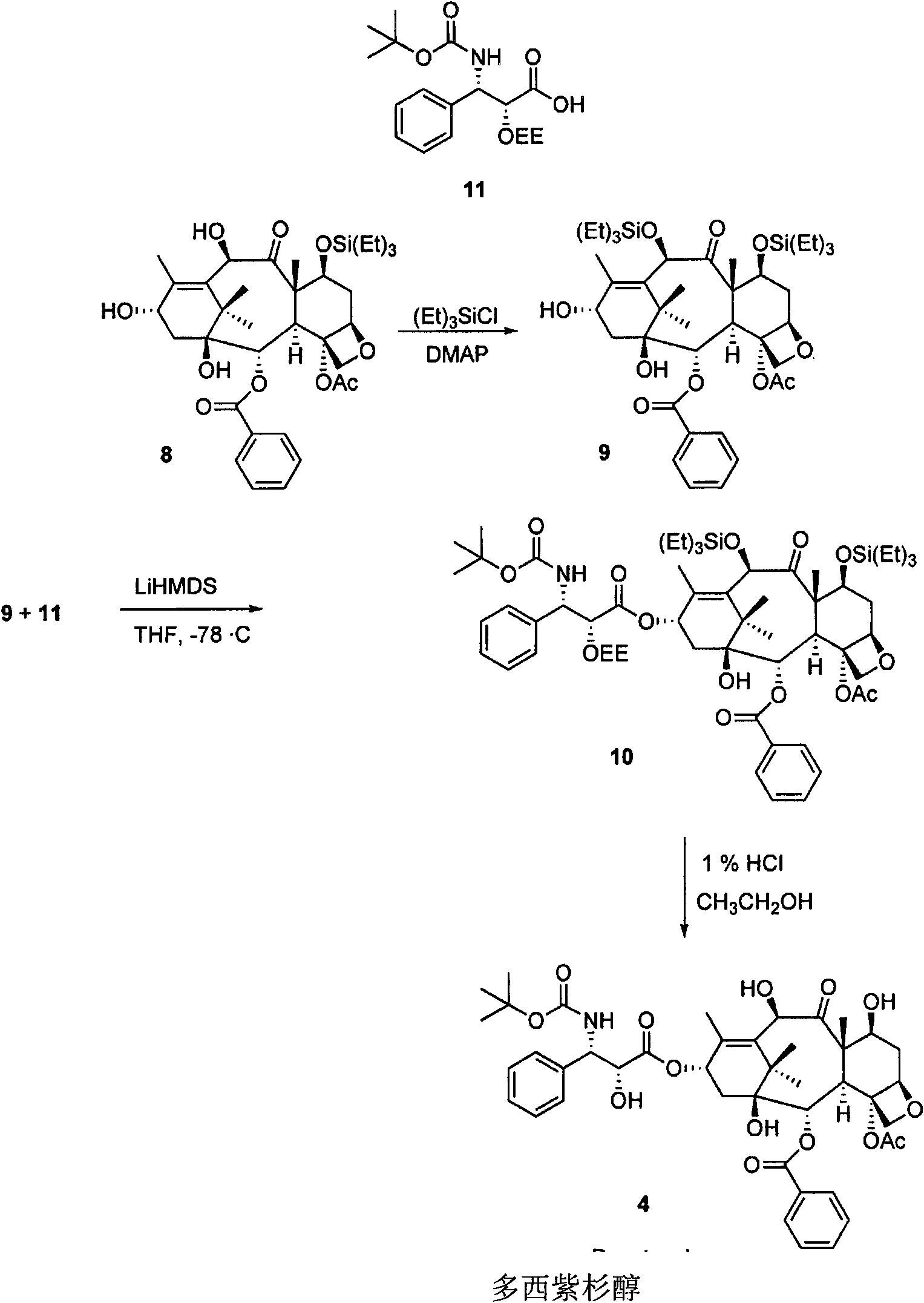 Semi-synthetic route for the preparation of paclitaxel, docetaxel and 10-deacetylbaccatin iii from 9-dihydro-13-acetylbaccatin III