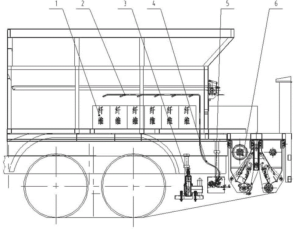 Fibre cutting device for asphalt-macadam synchronous sealing vehicle or equipment