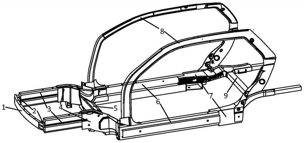 Vehicle structure resistant to direct impact and manufacturing method