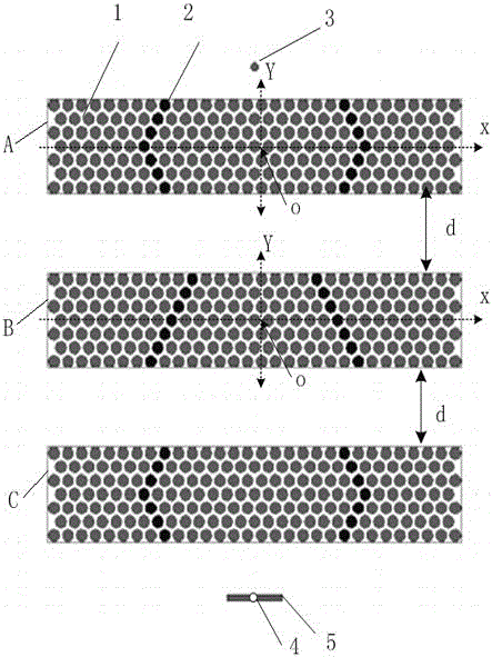 Three-plate group detection system of silver-doped defect negative refraction photonic crystal