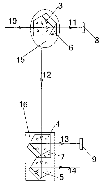 Device for detecting wide distance light beam parallelism