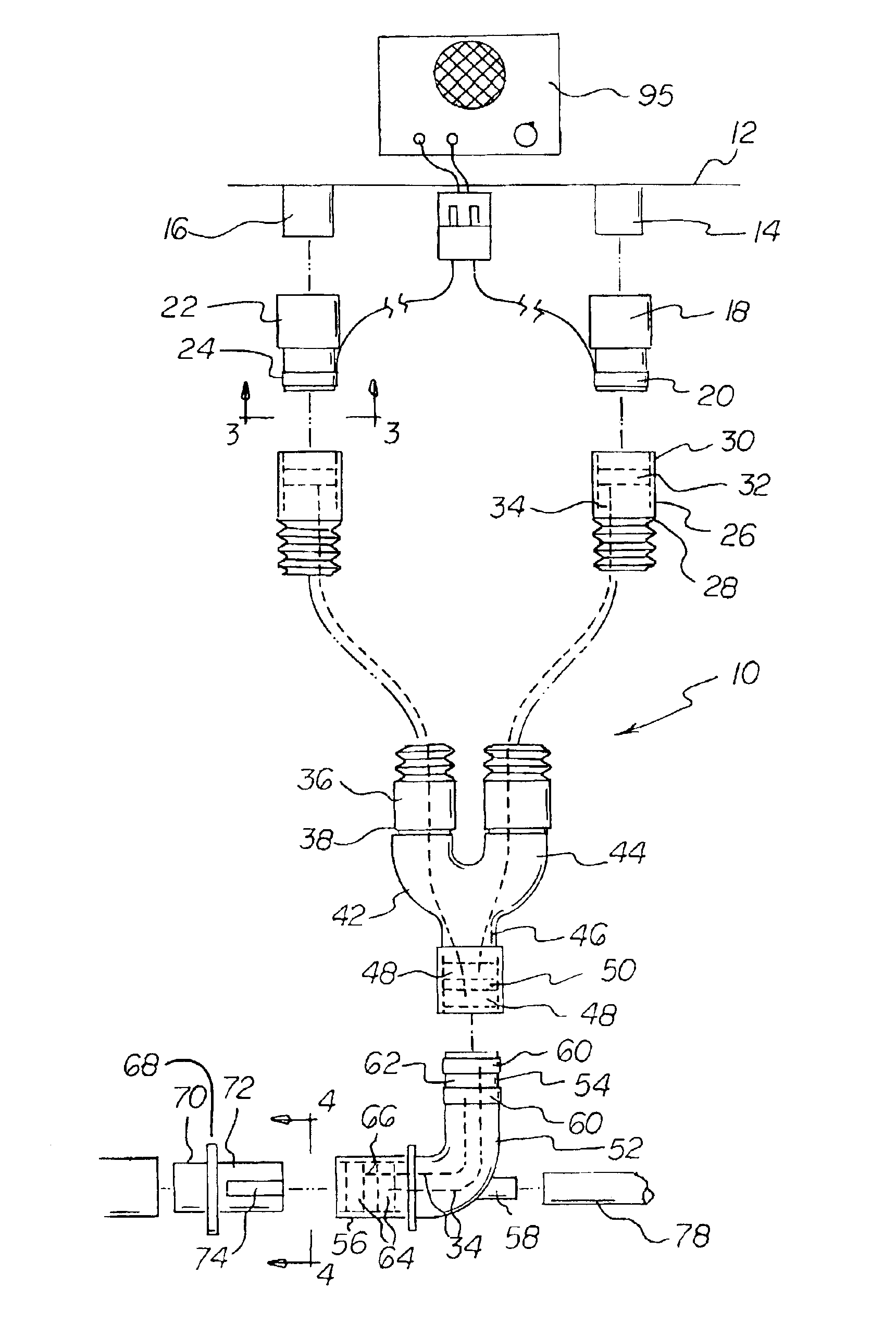 Breathing circuit disconnect warning system and method for using a disconnect system