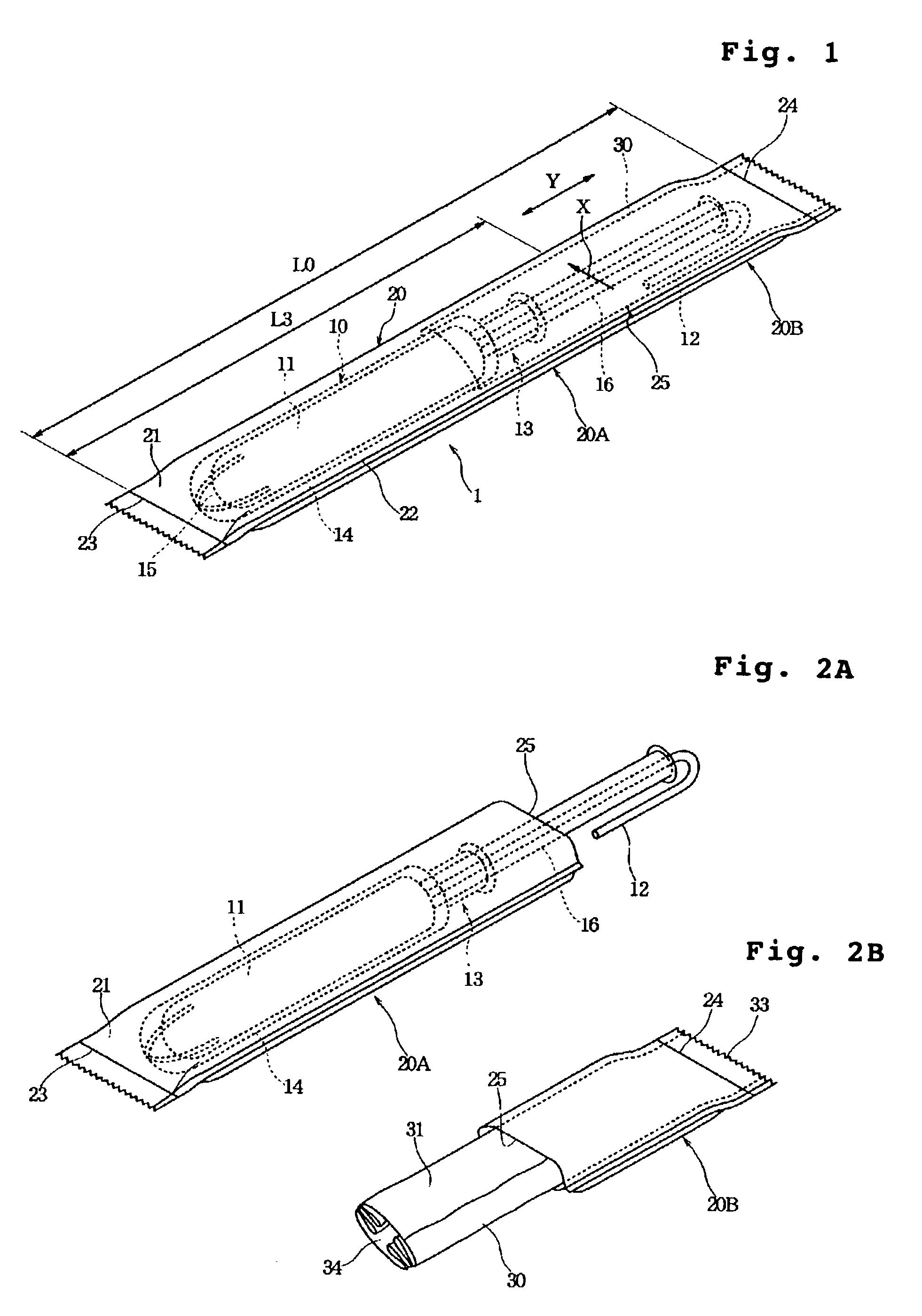 Individual package of body fluid absorbent article