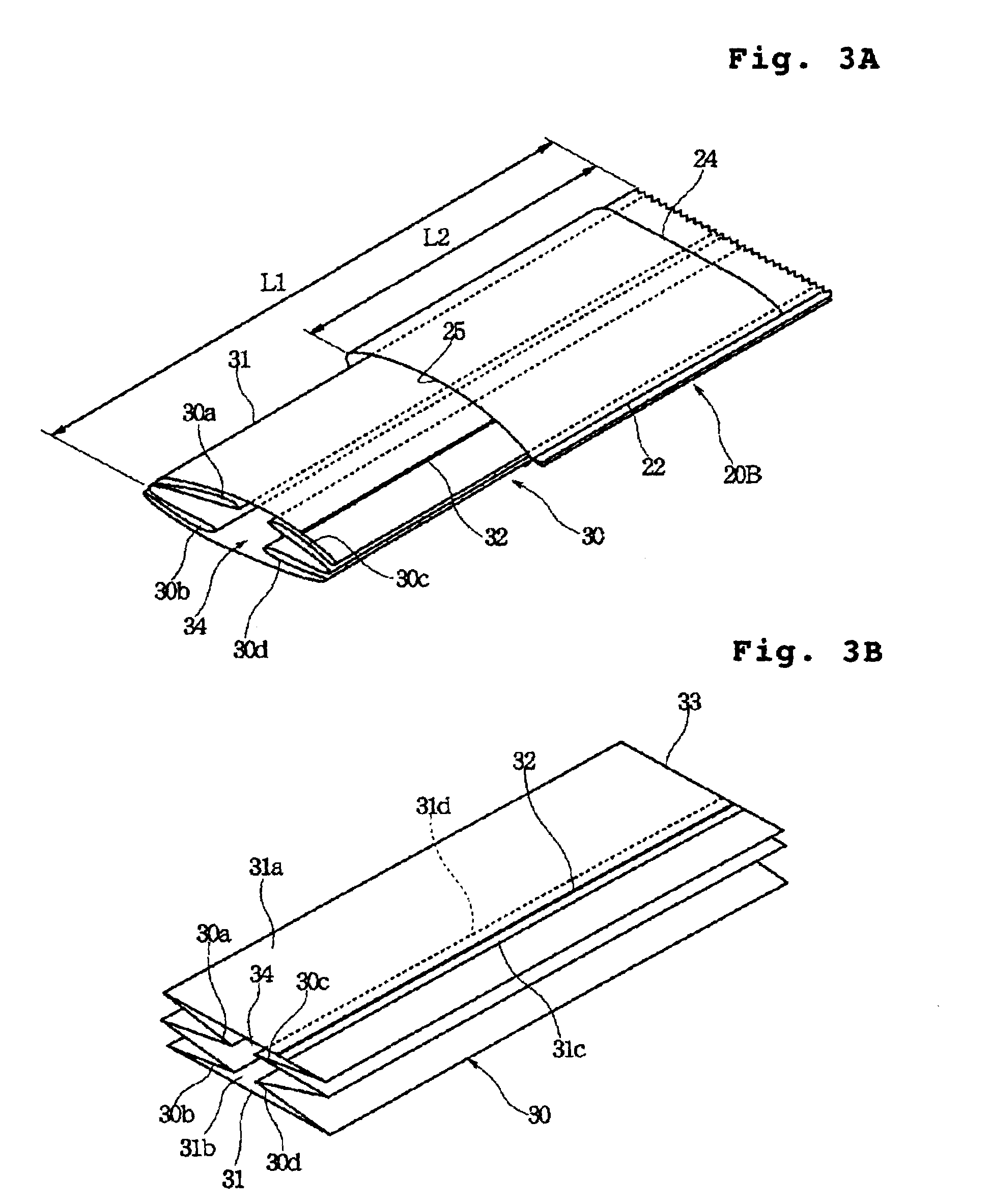 Individual package of body fluid absorbent article
