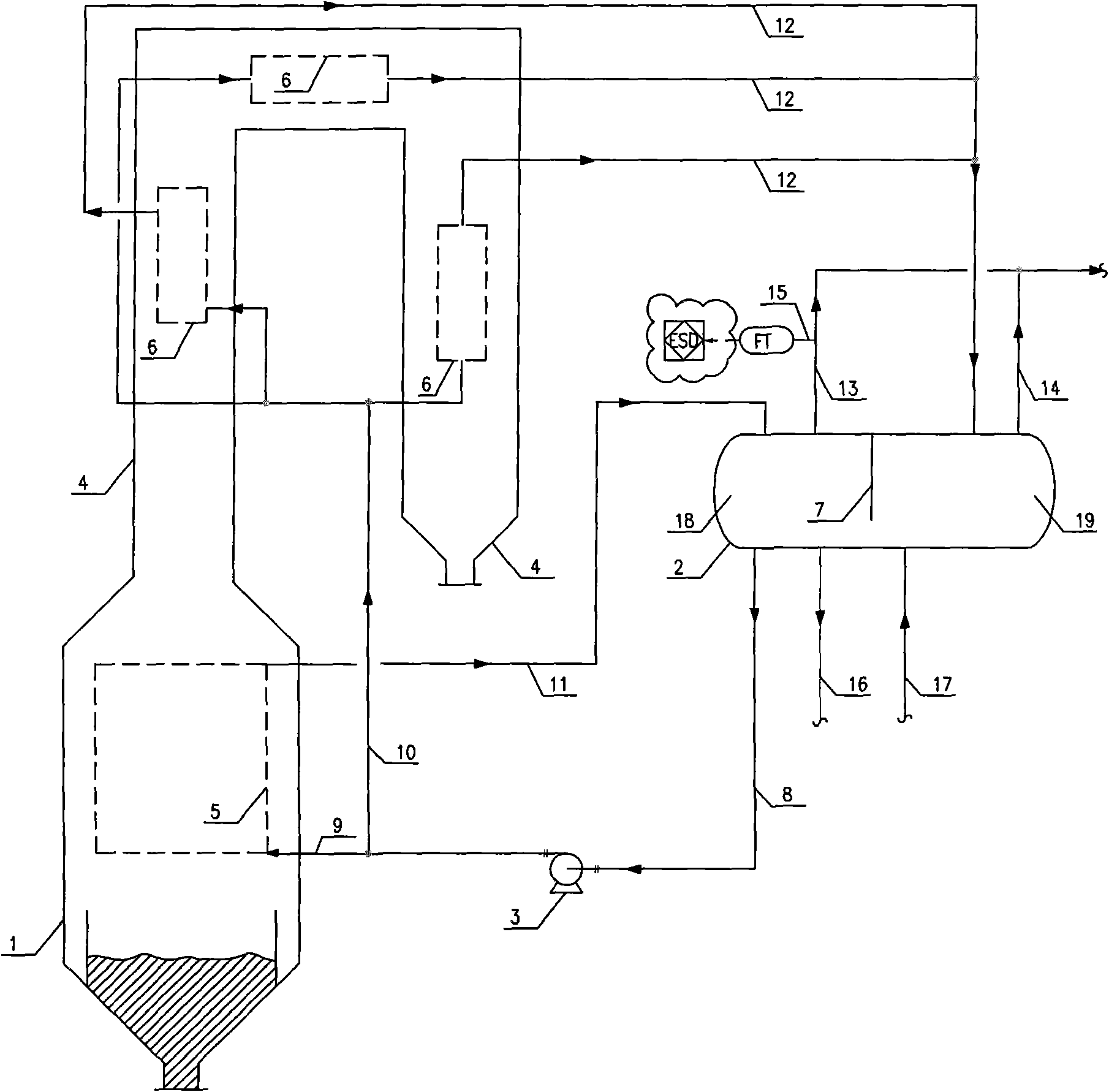 Safety control mechanism for powdered coal gasifier