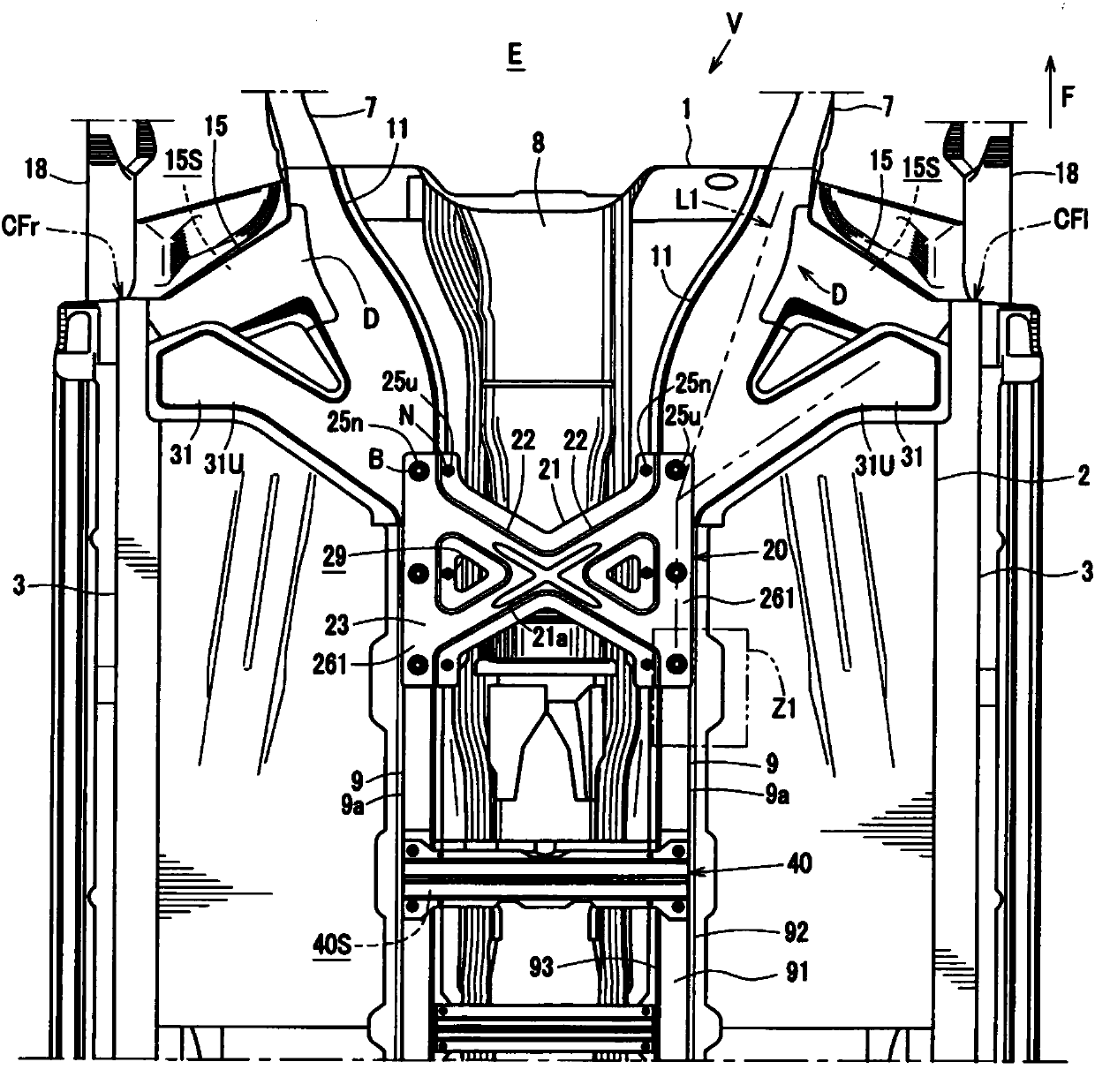 Underbody structure of the vehicle