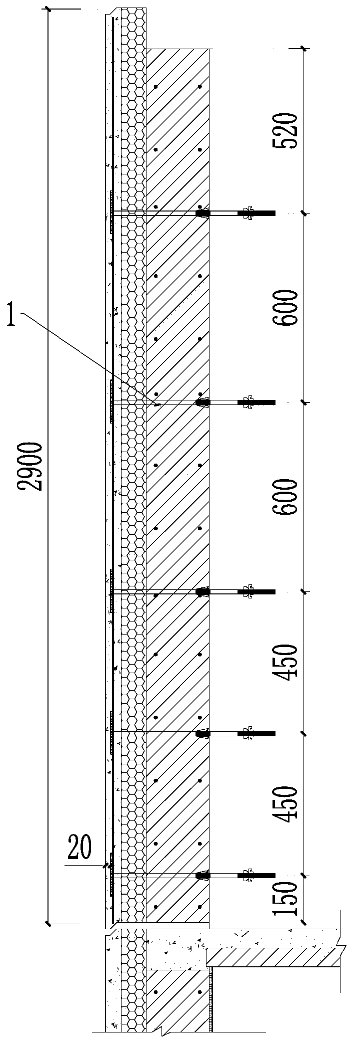 Construction method of prefabricated outer wall cast-in-place section unilateral formwork of sandwich heat insulating plate with assembled structure