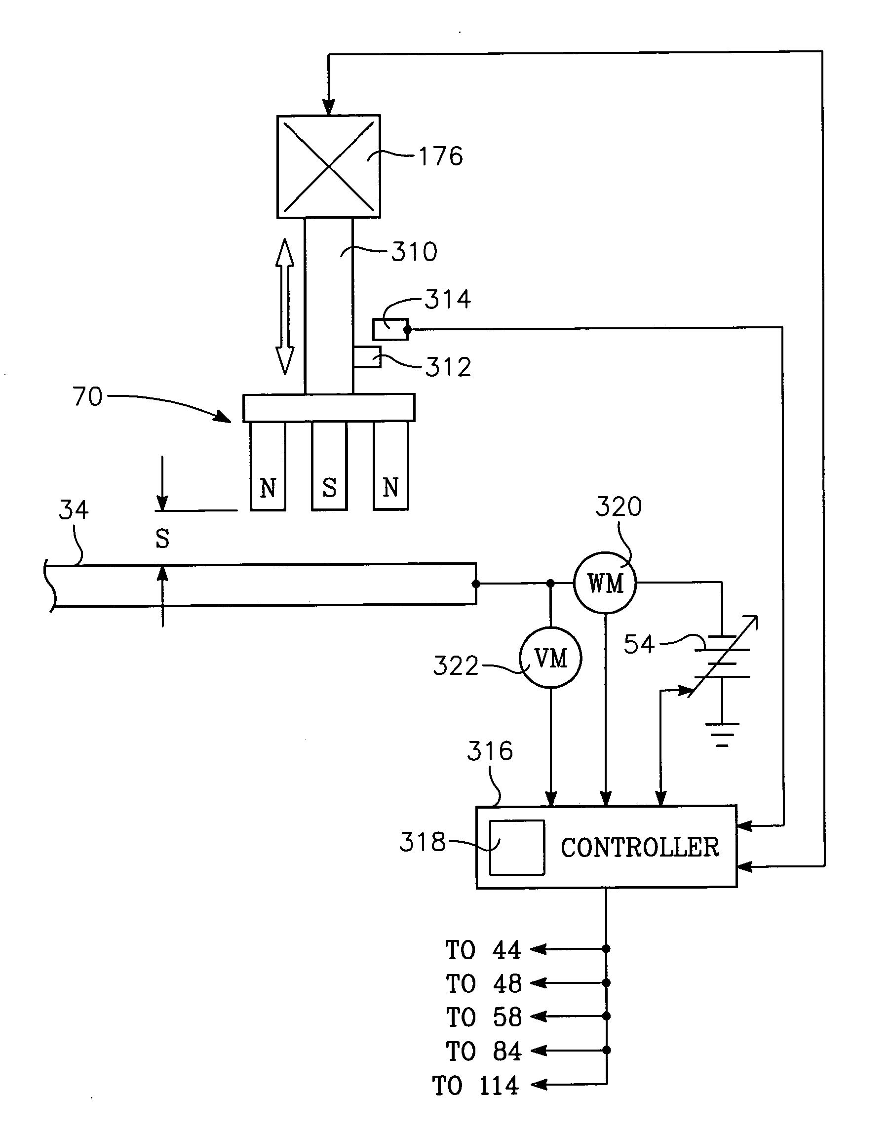 Mechanism for varying the spacing between sputter magnetron and target