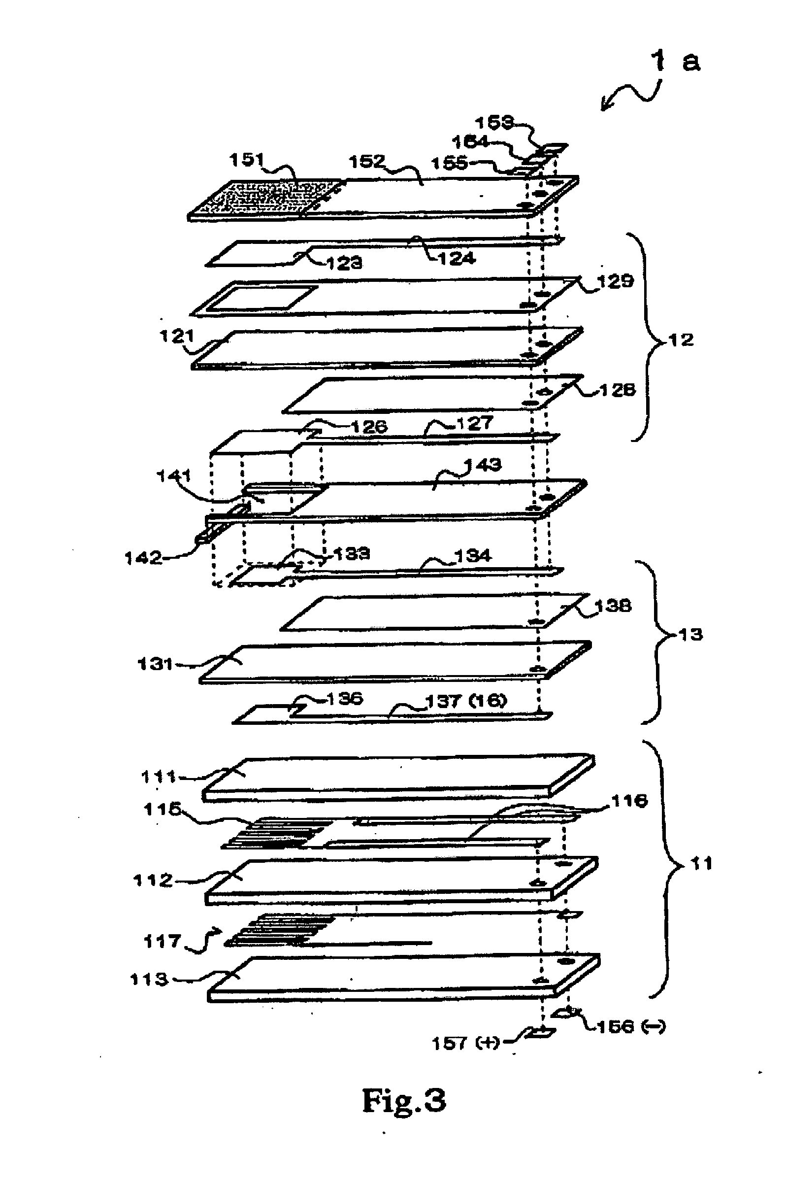 Gas sensor having a laminate comprising solid electrolyte layers and alumina substrate