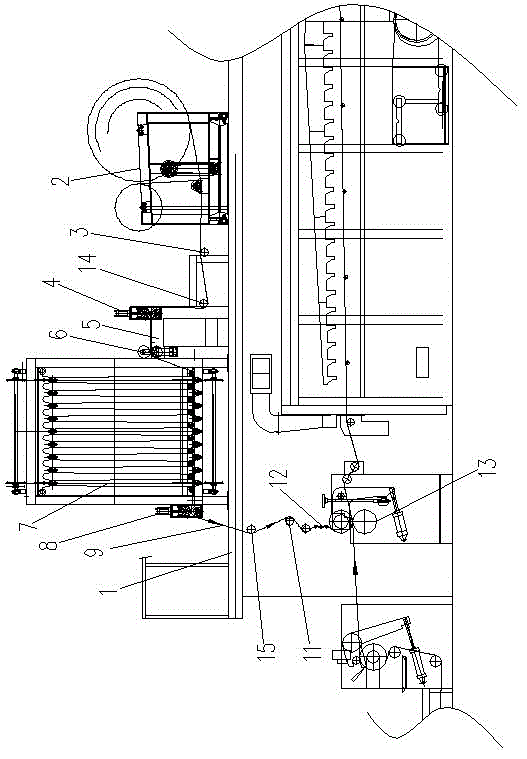 Automatic fabric placing and laminating device of artificial leather and PVC (polyvinyl chloride) floor