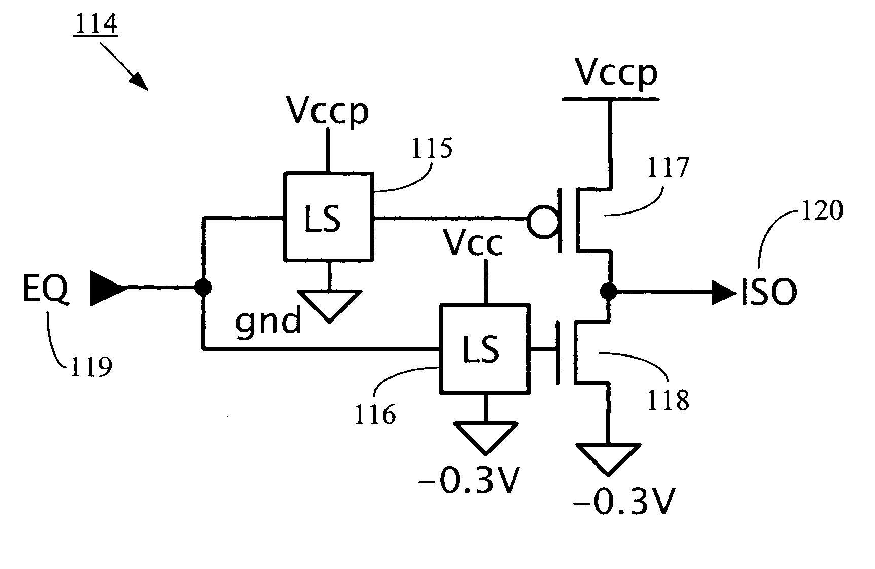 Negative voltage driving for the digit line isolation gates