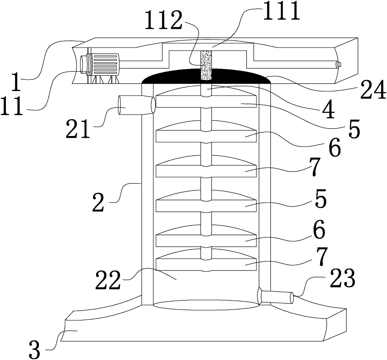 Reciprocating type water treatment filter tower