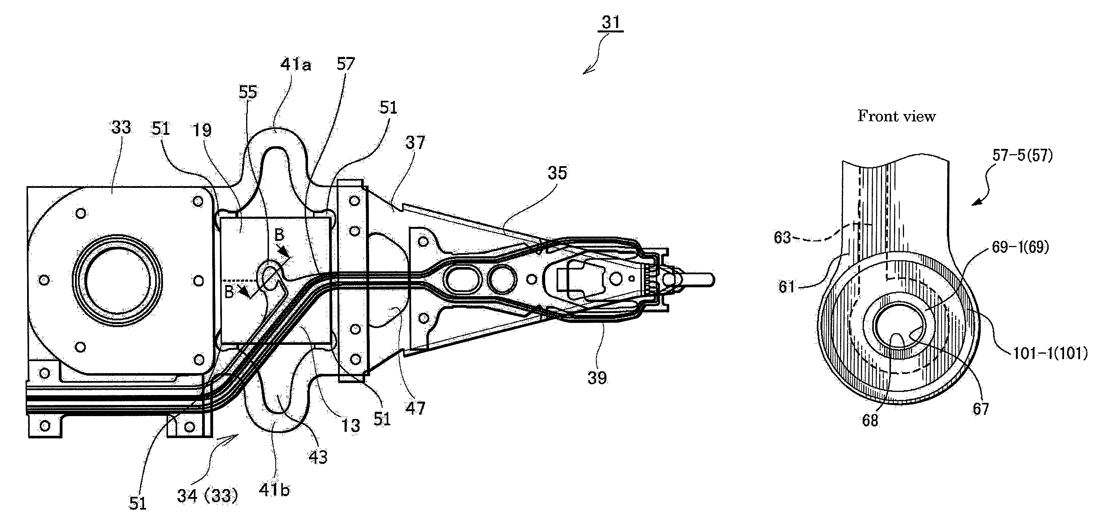 Wiring connecting structure for piezoelectric element, wiring connecting method, piezoelectric actuator, and head suspension