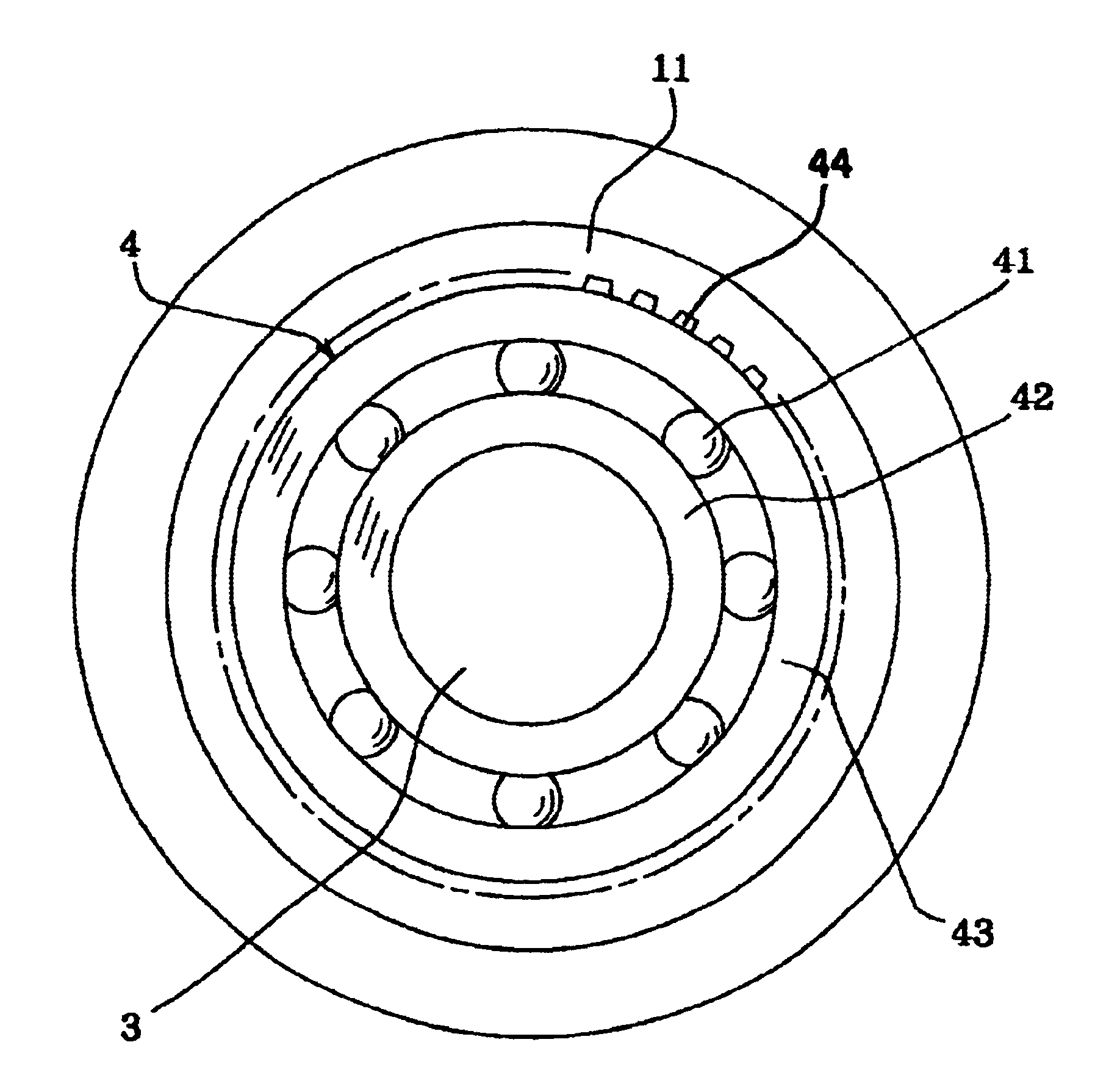 Motor with a stationary shaft with formed knurled grooves on shaft and/or housing
