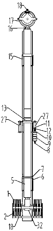 Hydraulic lifting device for well drilling and repairing appliance