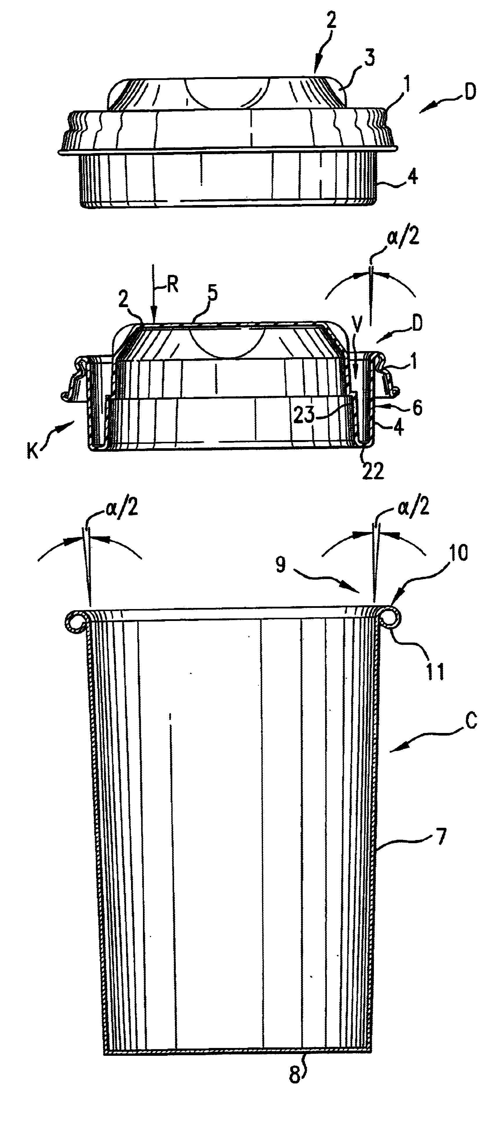 Cup-shaped receptacle and lid