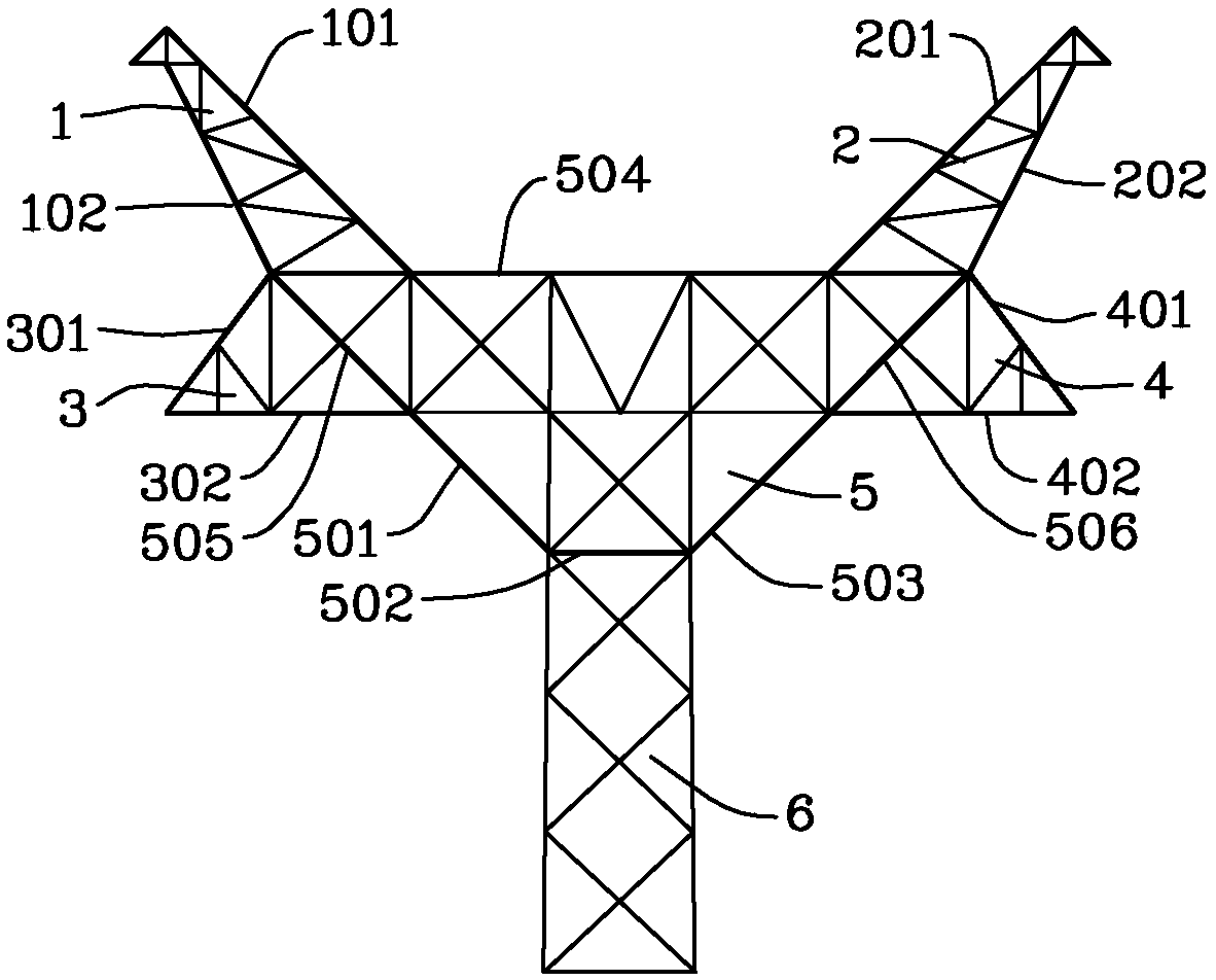 Torch type single loop transmission tower