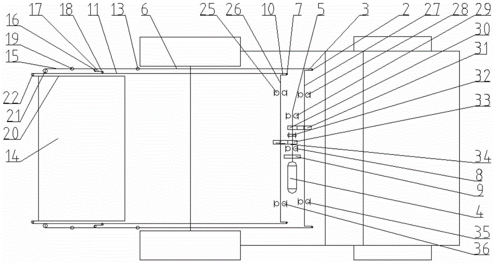 Automatic goods loading and unloading dump car provided with double-crank mechanism small bucket and controlled by single motor