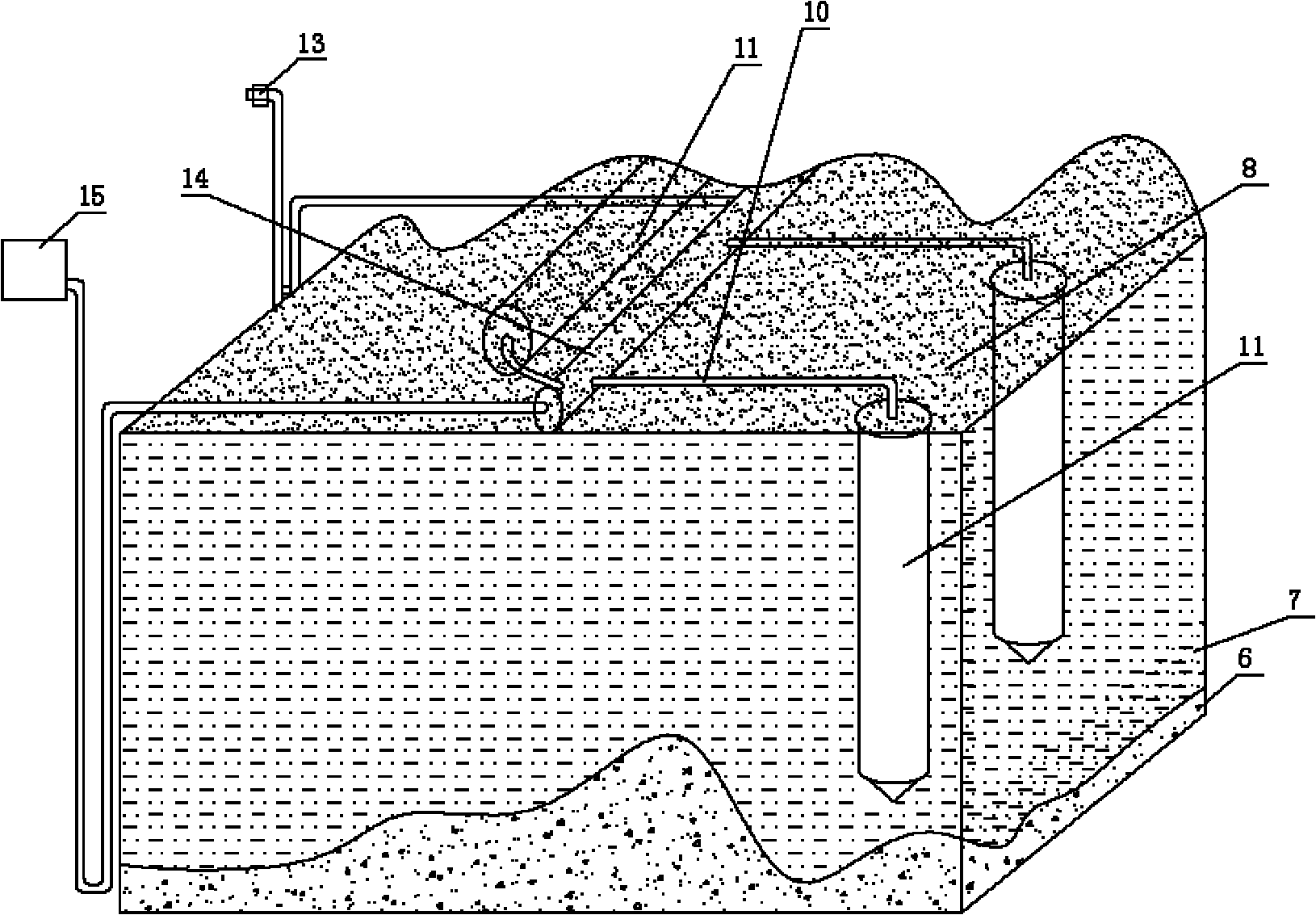 Construction method for treating foundation through filling by adopting draining pile tubes