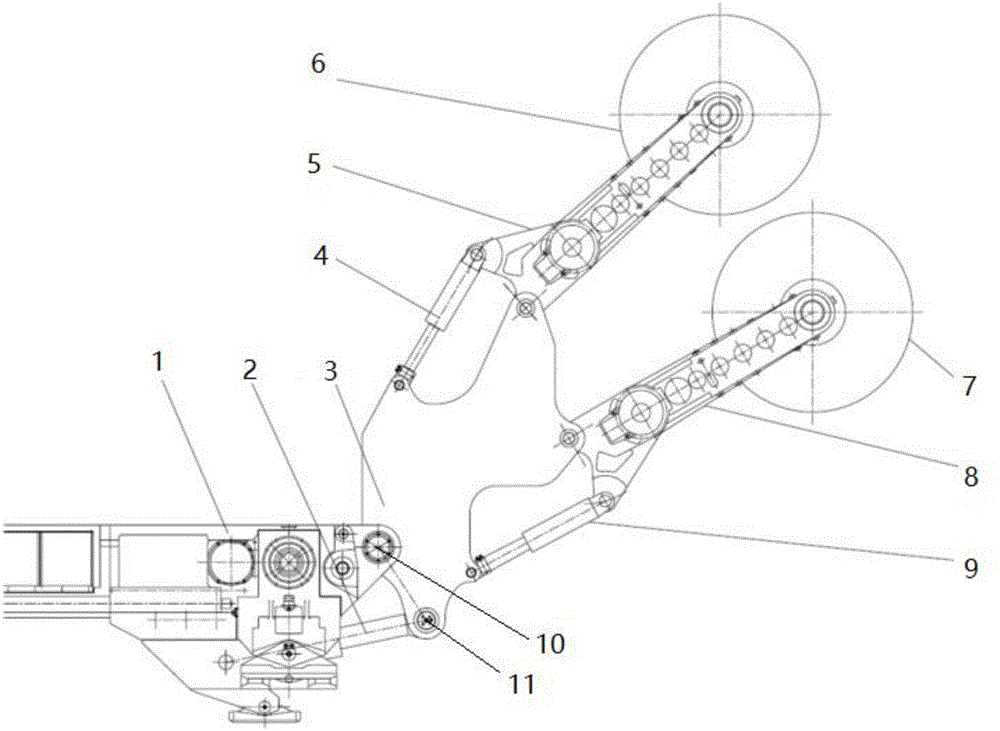 Shearer with four rocker arm structure