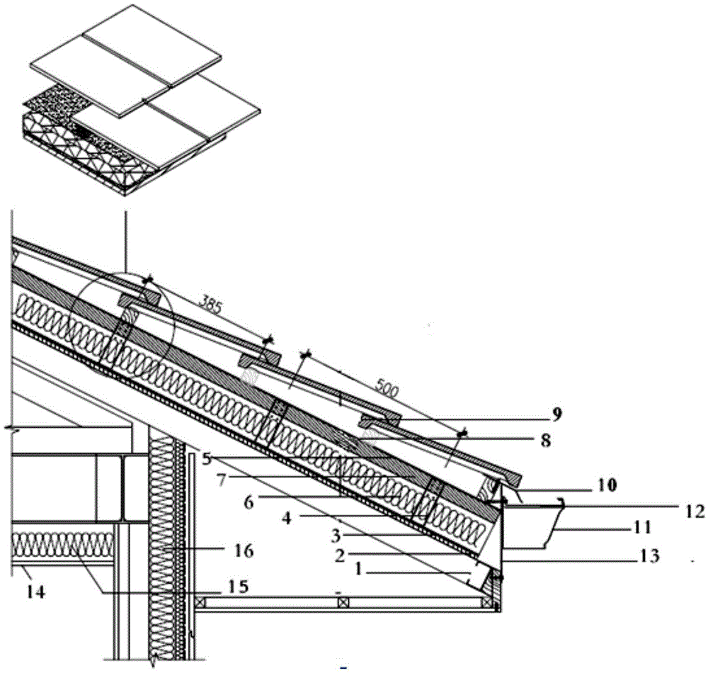 Light steel structure passive type low-energy-consumption energy-saving roof system and dry construction method