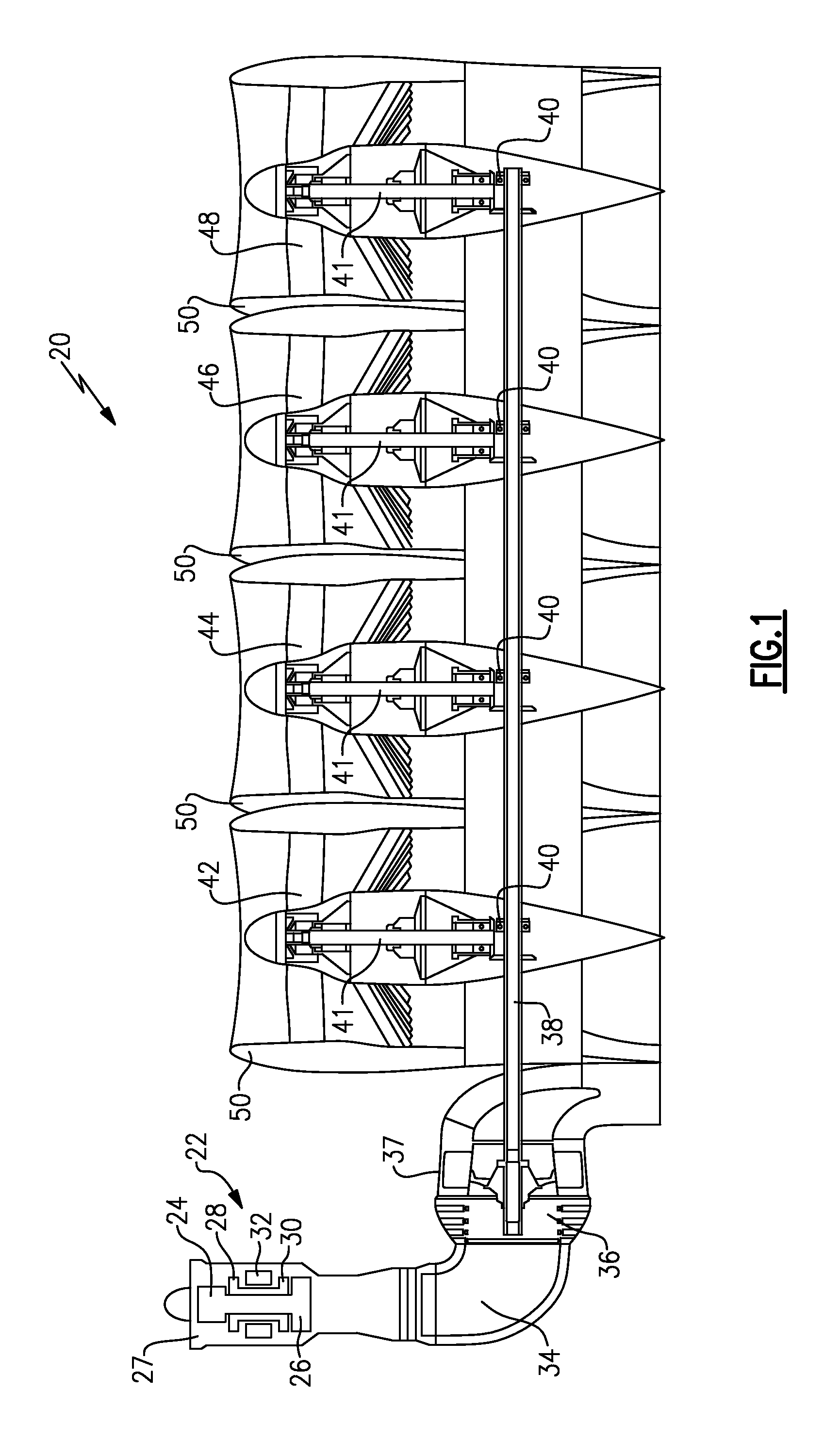 Gas turbine engine with distributed fans