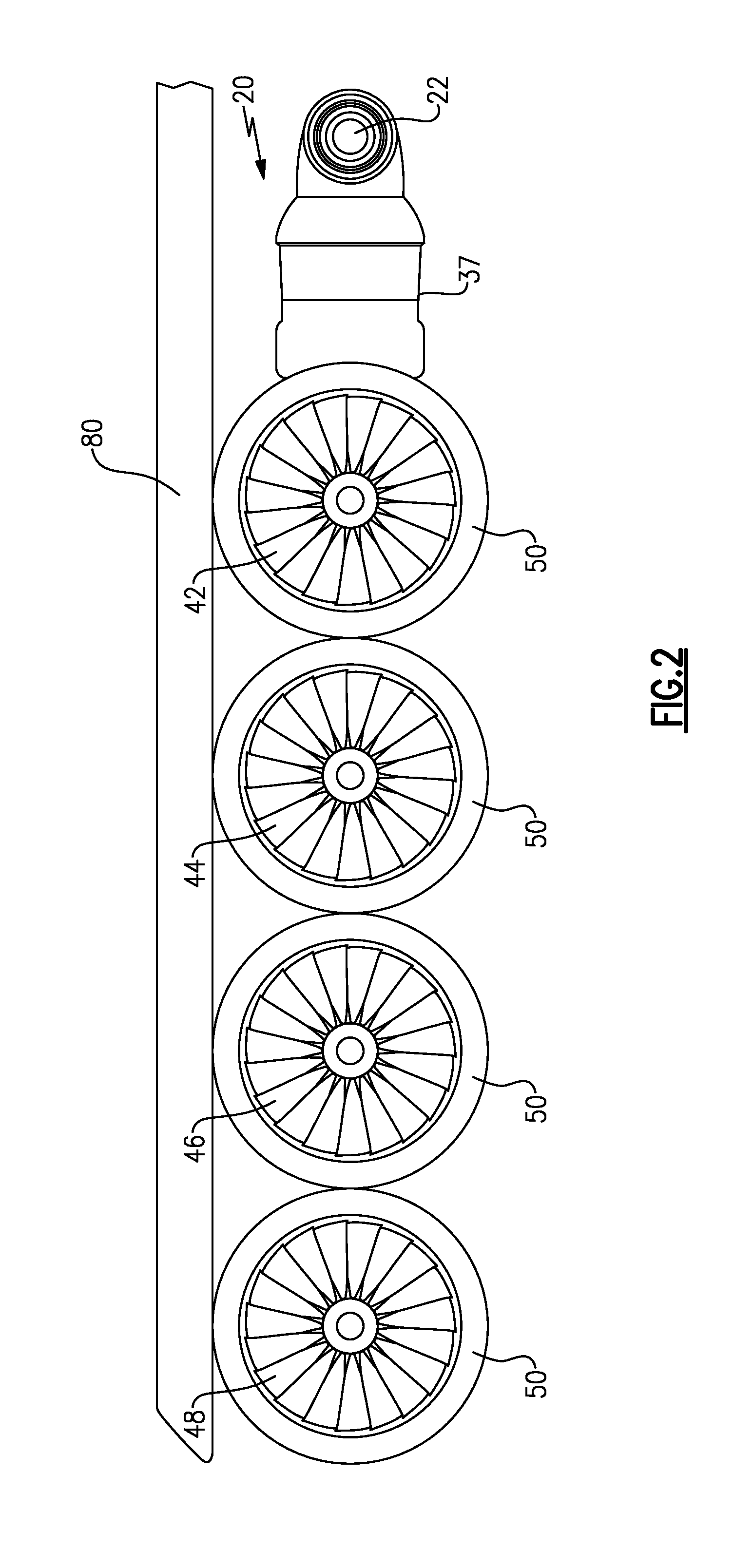 Gas turbine engine with distributed fans