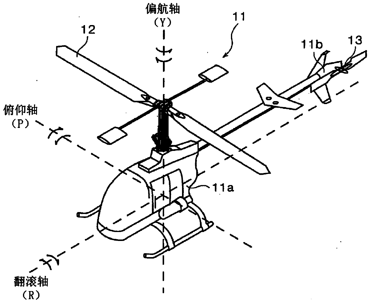 Driving control device for remote controlled helicopter