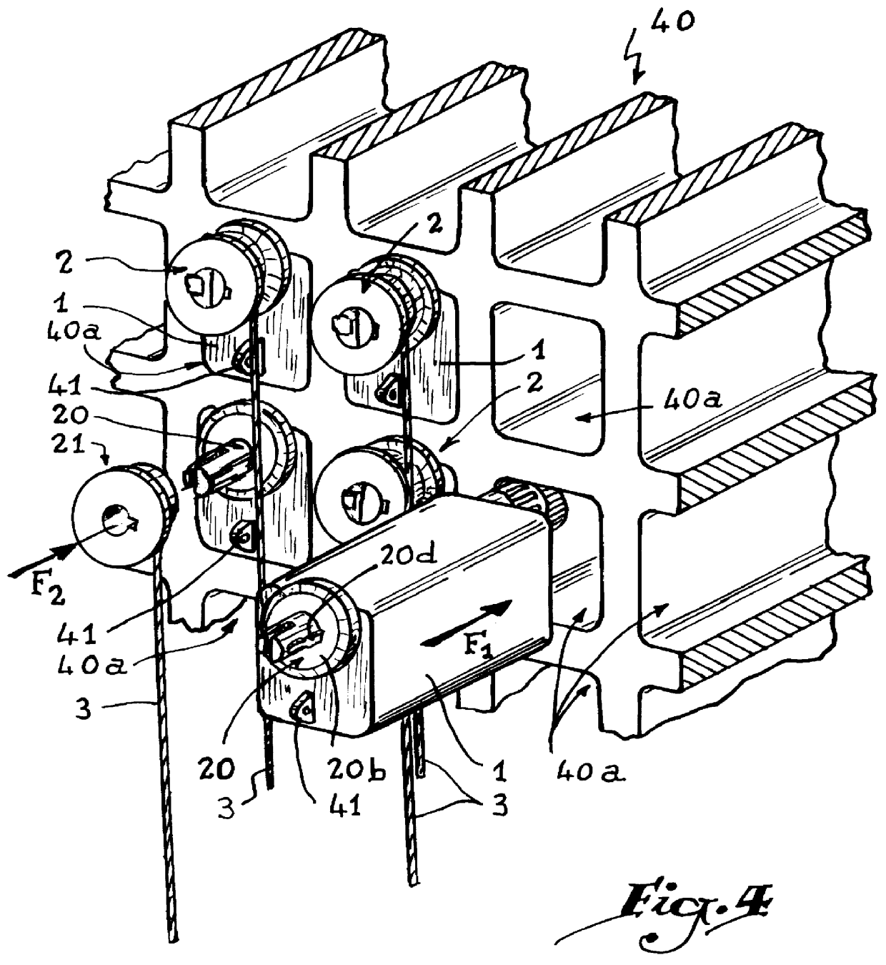 Process and apparatus for mounting a funicular element in a jacquard electrical shed forming device