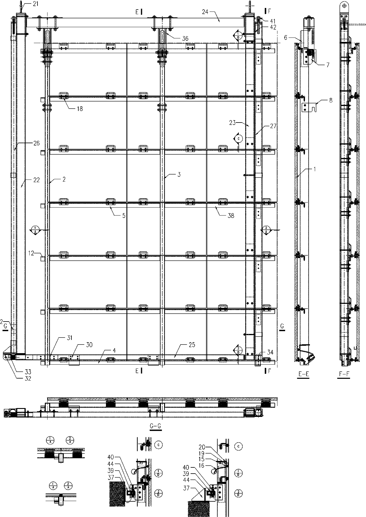 Frame type unit curtain wall adopting auxiliary installing rack, tooth profile angle and tooth profile support