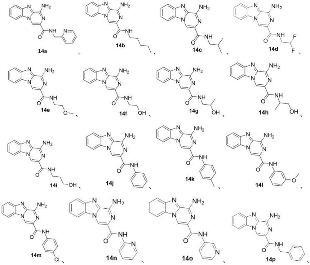 1-aminobenzo [4, 5] imidazo [1, 2-a] pyrazine-3-formamide compound and preparation and application thereof