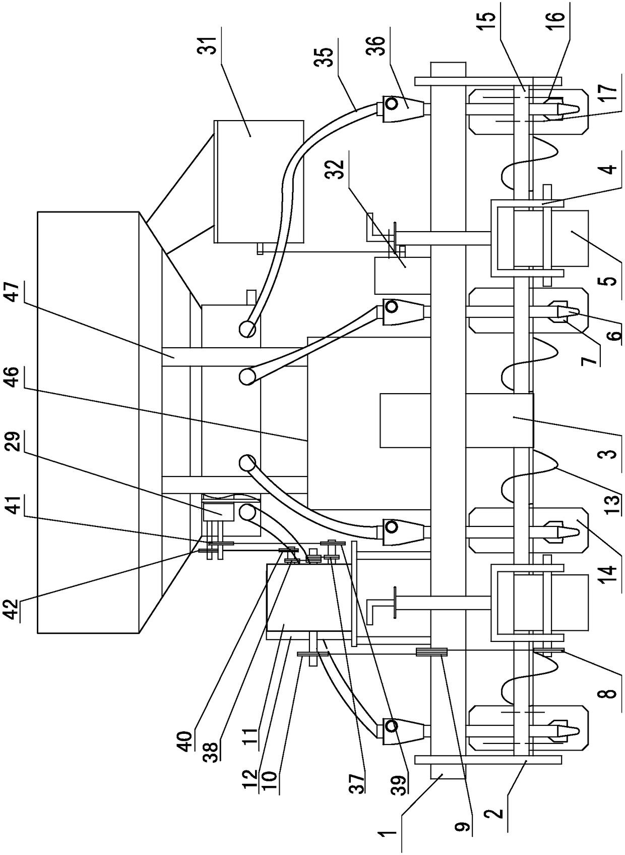 Pneumatic conveying no-till subsoiling fertilization seeder