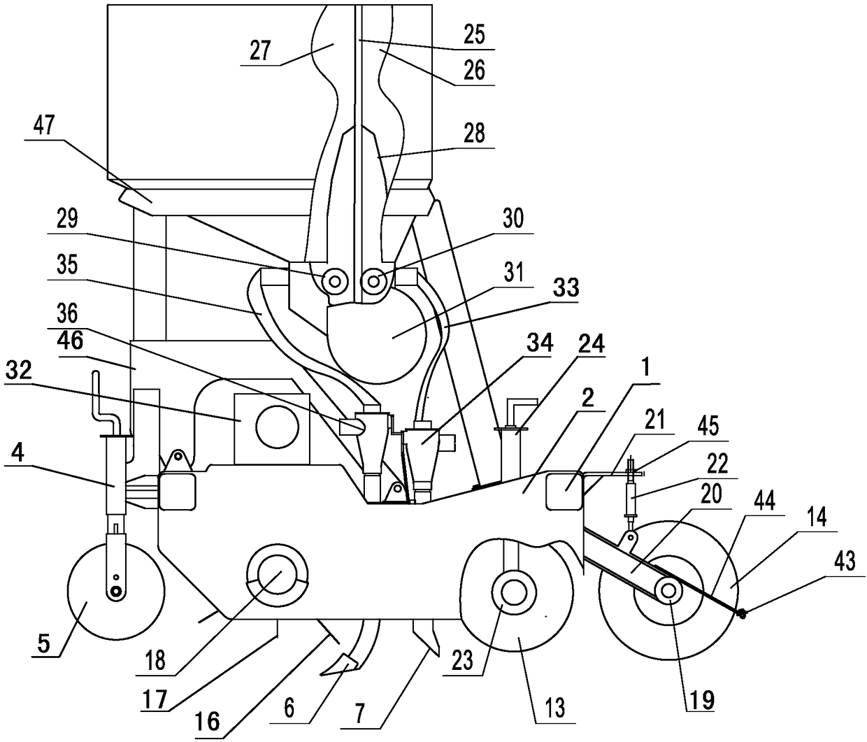 Pneumatic conveying no-till subsoiling fertilization seeder