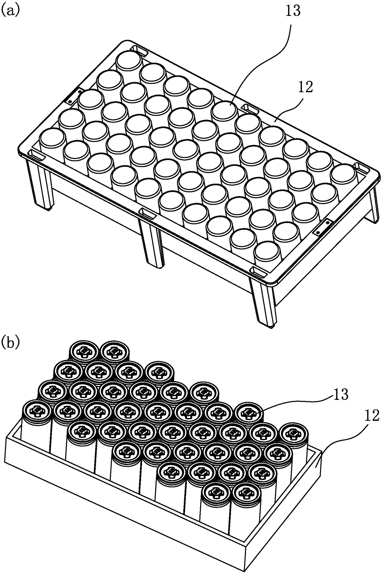 Box transferring line for cylindrical lithium batteries