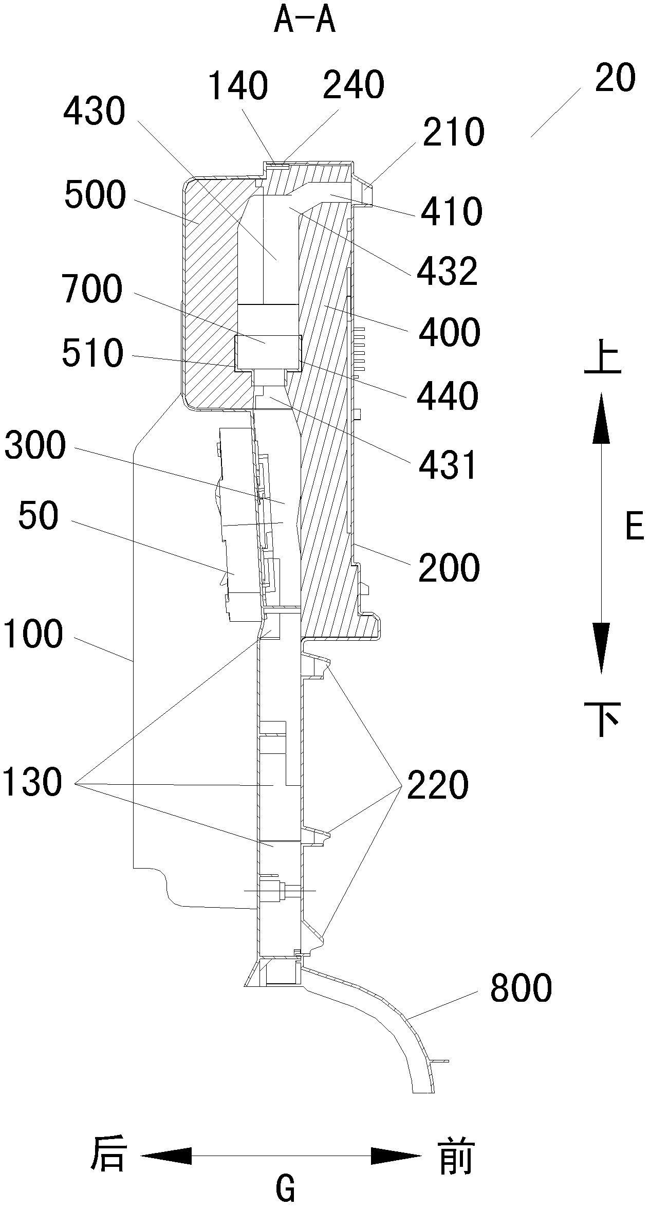 Air duct component and refrigerator with same