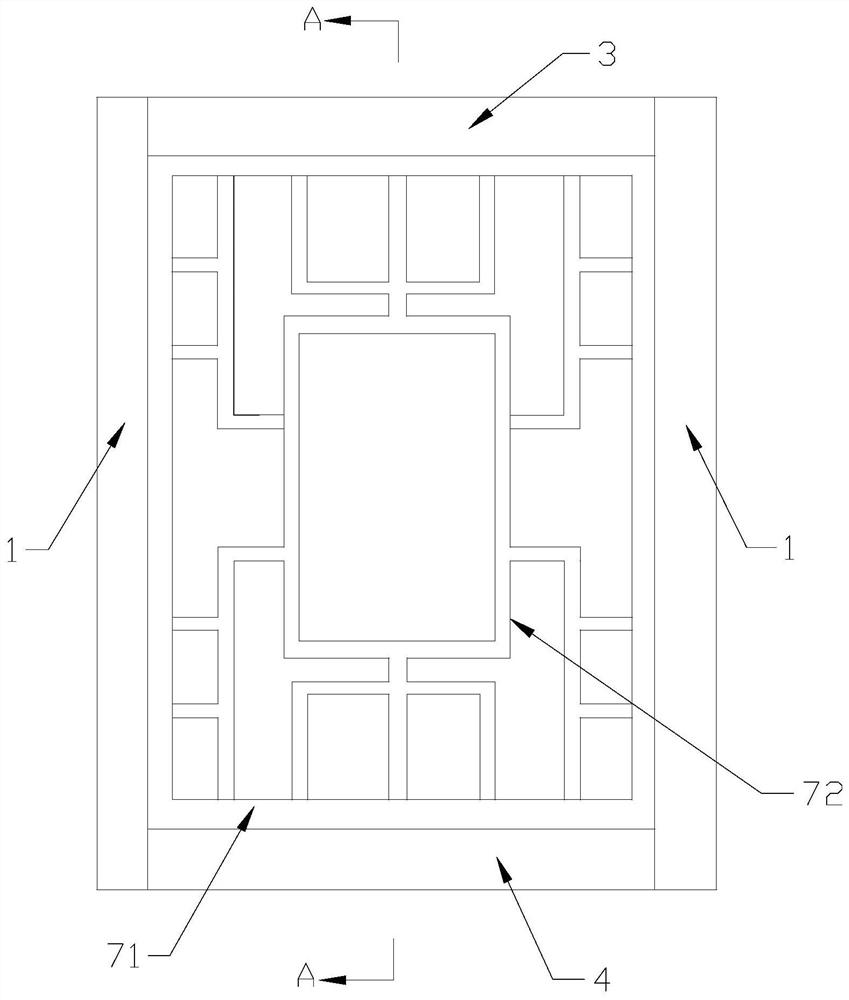 An antique partition door with replaceable center decoration