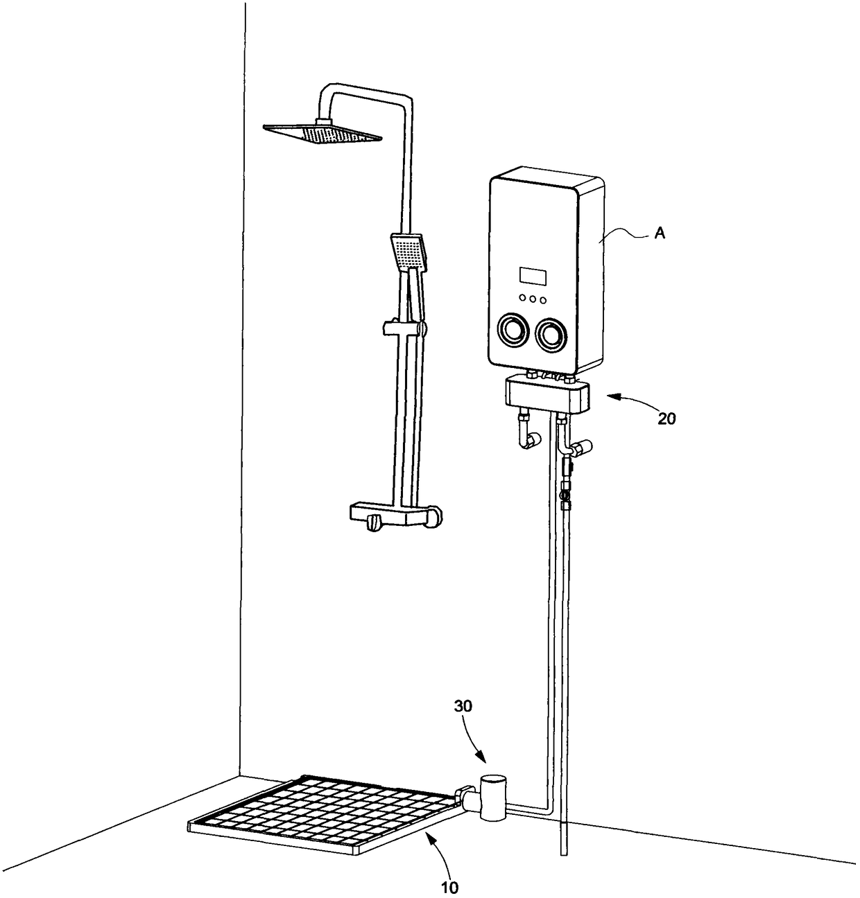 A siphon type foldable ultra-thin shower waste heat recovery device