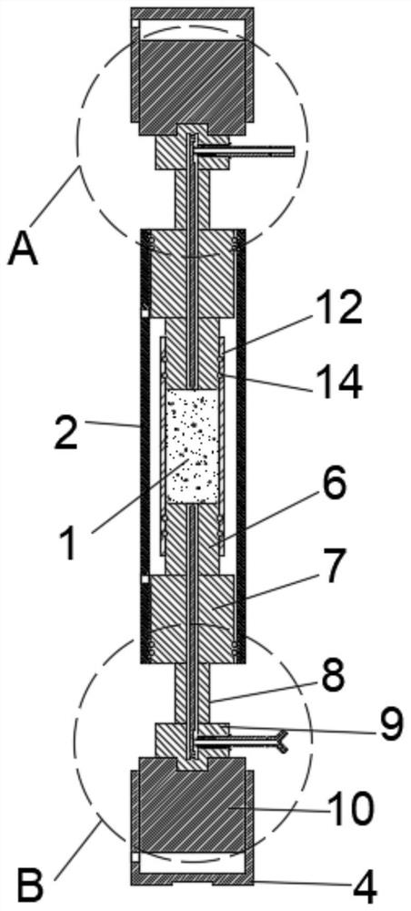 Two-phase seepage test device for high-voltage electrical pulse in-situ permeability-enhancing gas-bearing reservoir